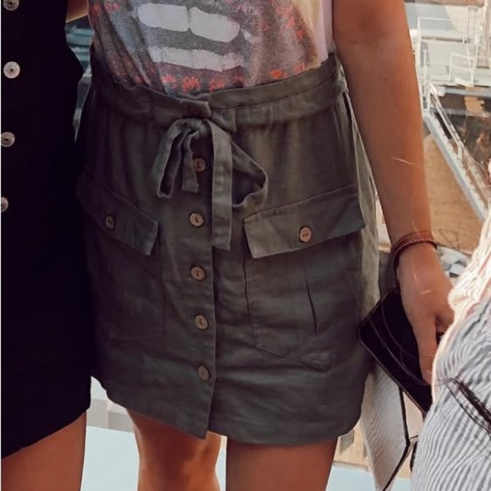 Vintage Havana Green Button-Down Mini Skirt